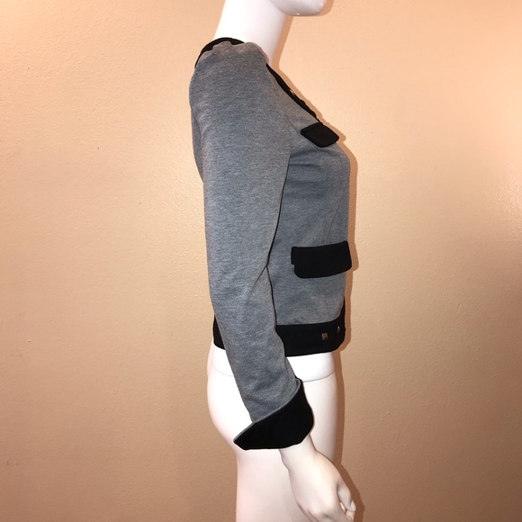 TCEC Blazer Jacket Grey Black Slim Fitted Cropped - Picture 5 of 15